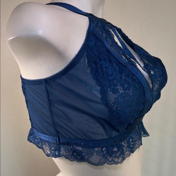 Torrid Curve Strappy Studded Lace Wire-Free Bralette Estate Blue 1 - Picture 2 of 7